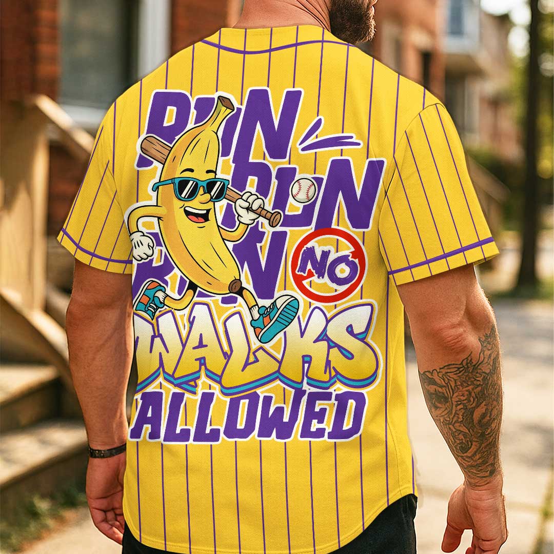 Run Run Run - Custom Yellow White Baseball Jersey
