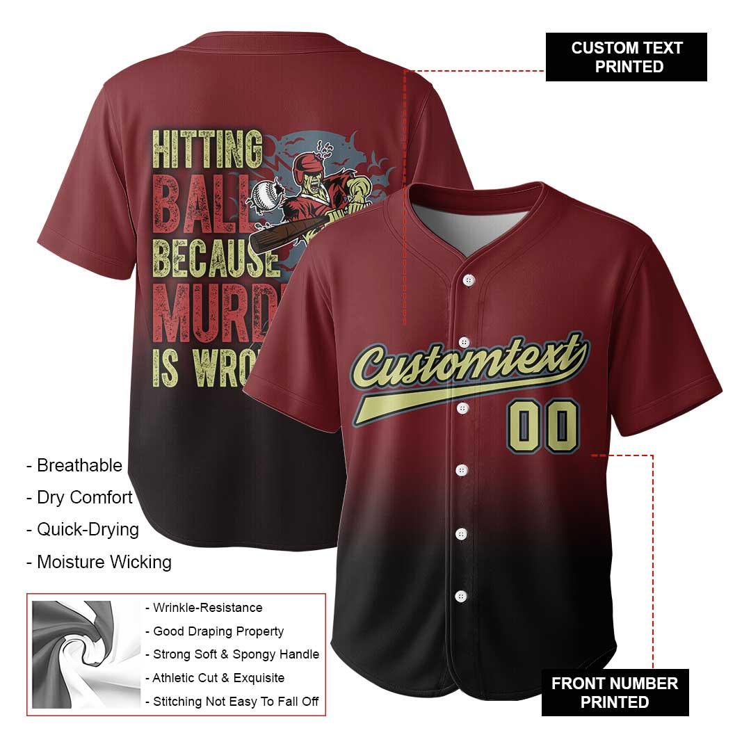 Hitting The Ball - Custom Gradient Halloween Baseball Jersey