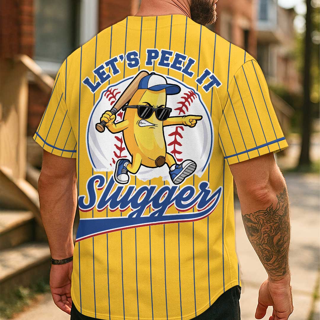 Let's Peel It Slugger - Custom Yellow Baseball Jersey