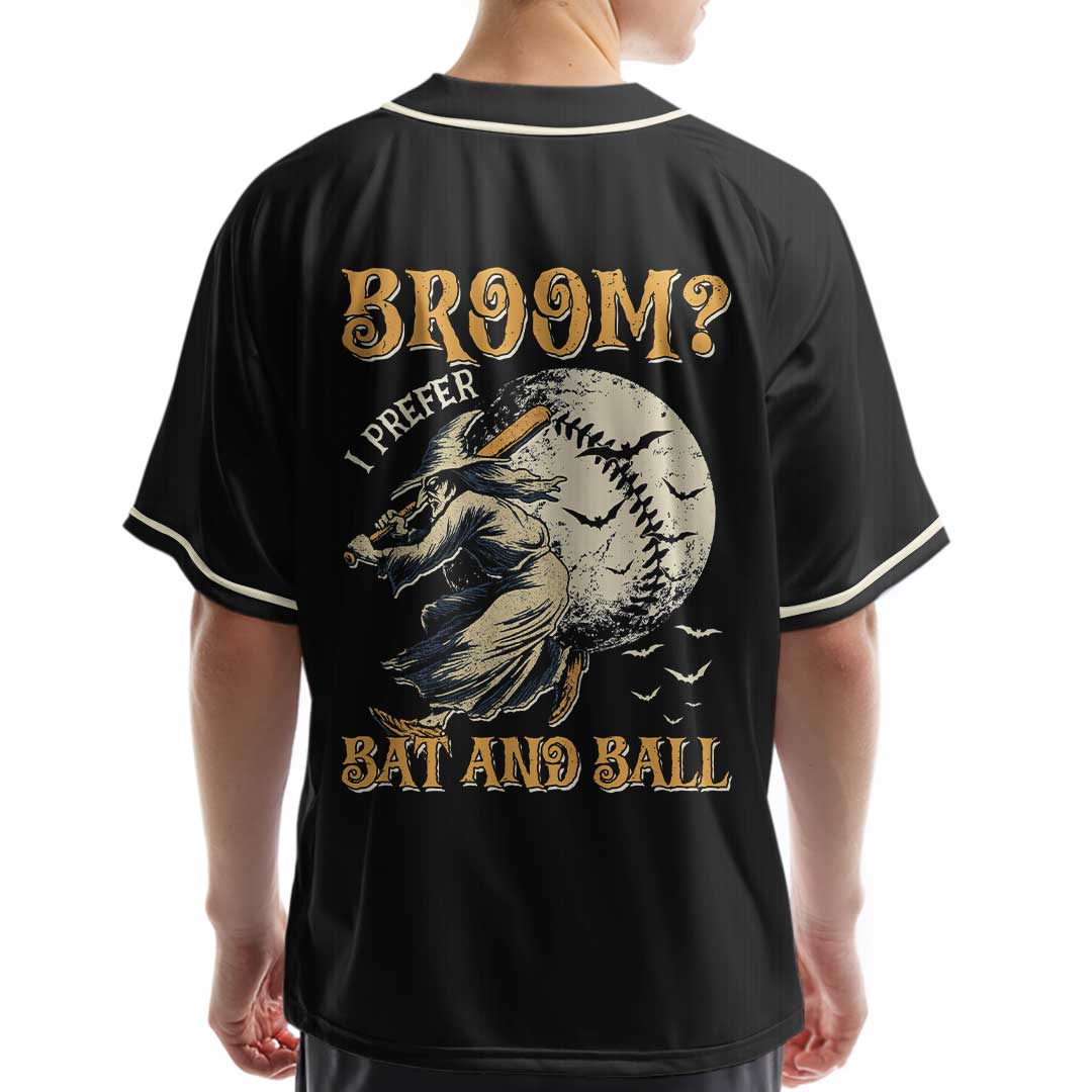 A Witch Prefers Bat And Ball - Custom Black Halloween Baseball Jersey
