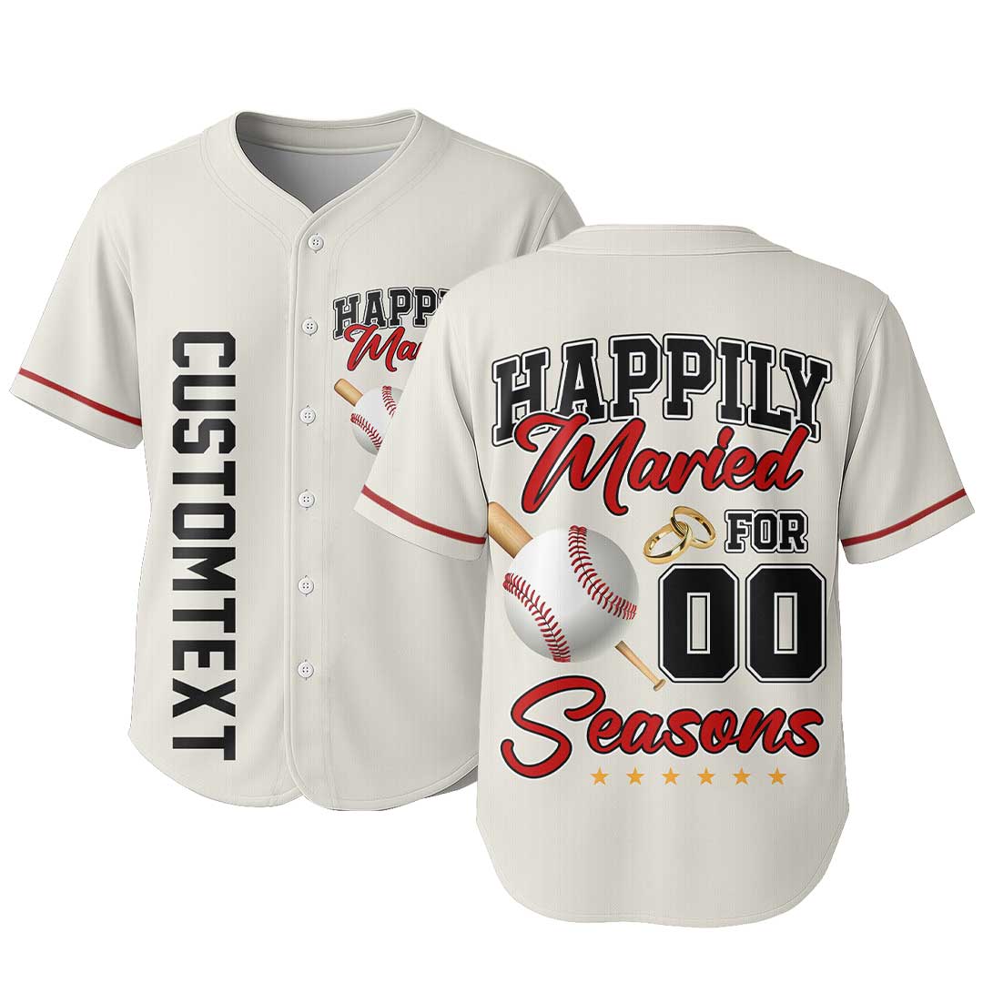 Happily Married - Custom Couple Baseball Jersey