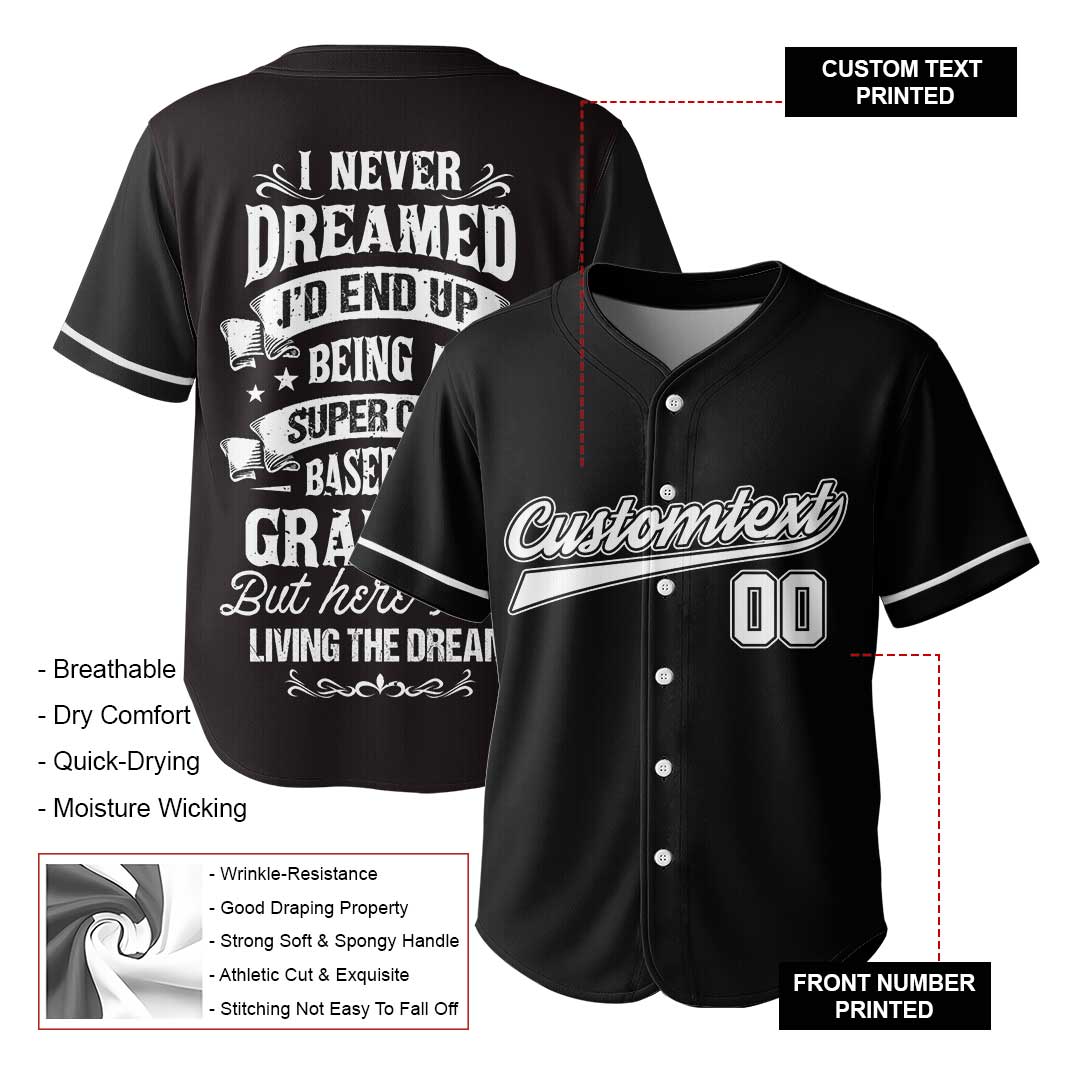 Super Cool Baseball Grandpa - Custom Black Baseball Jersey