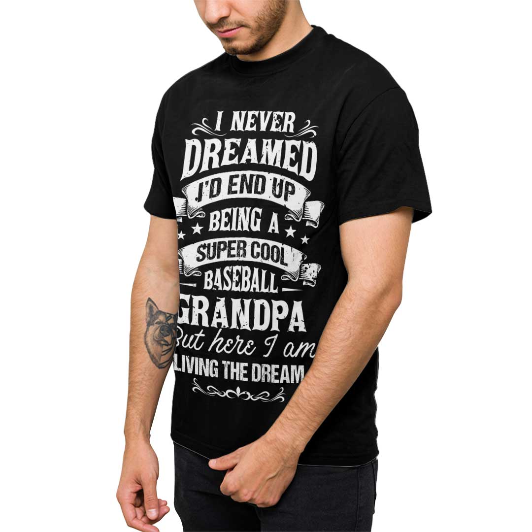Super Cool Baseball Grandpa - Black White Baseball T-Shirt