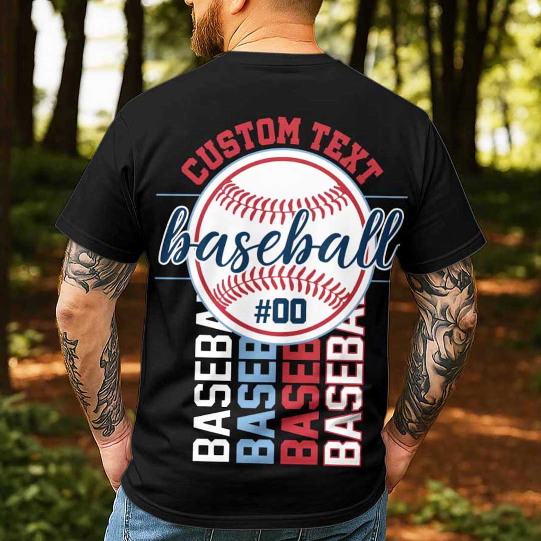 Custom Baseball State Series - Black White Baseball T-Shirt