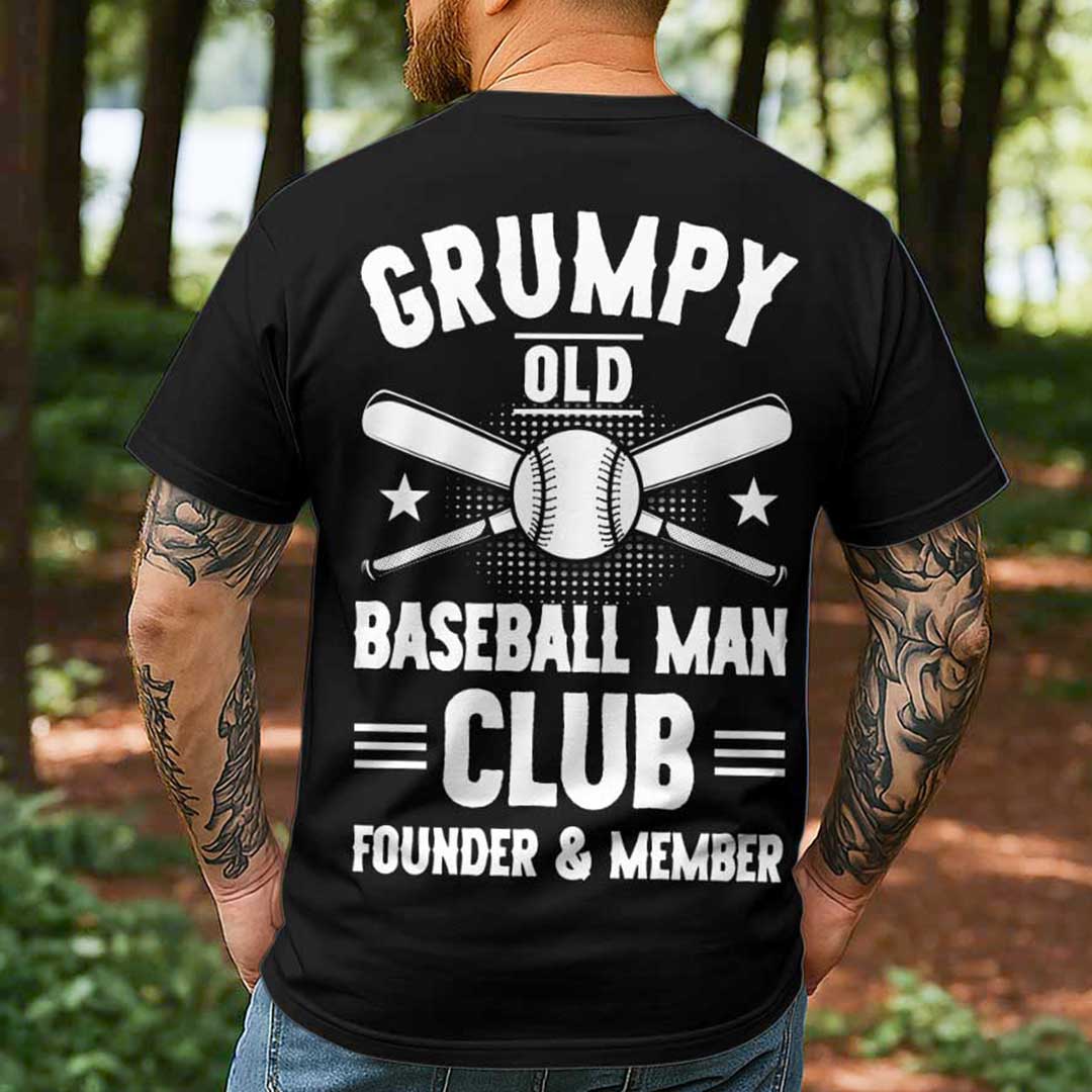 Old Balls Club Founder And Member - Two Sided Black White Baseball T-Shirt
