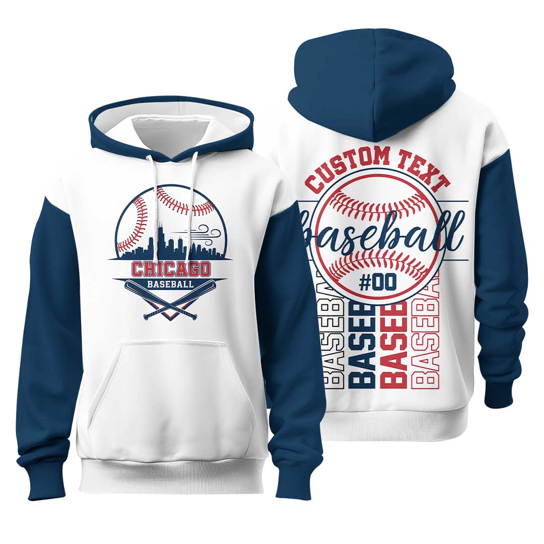 Baseball Chicago State Series - Custom White & Navy Baseball Hoodie