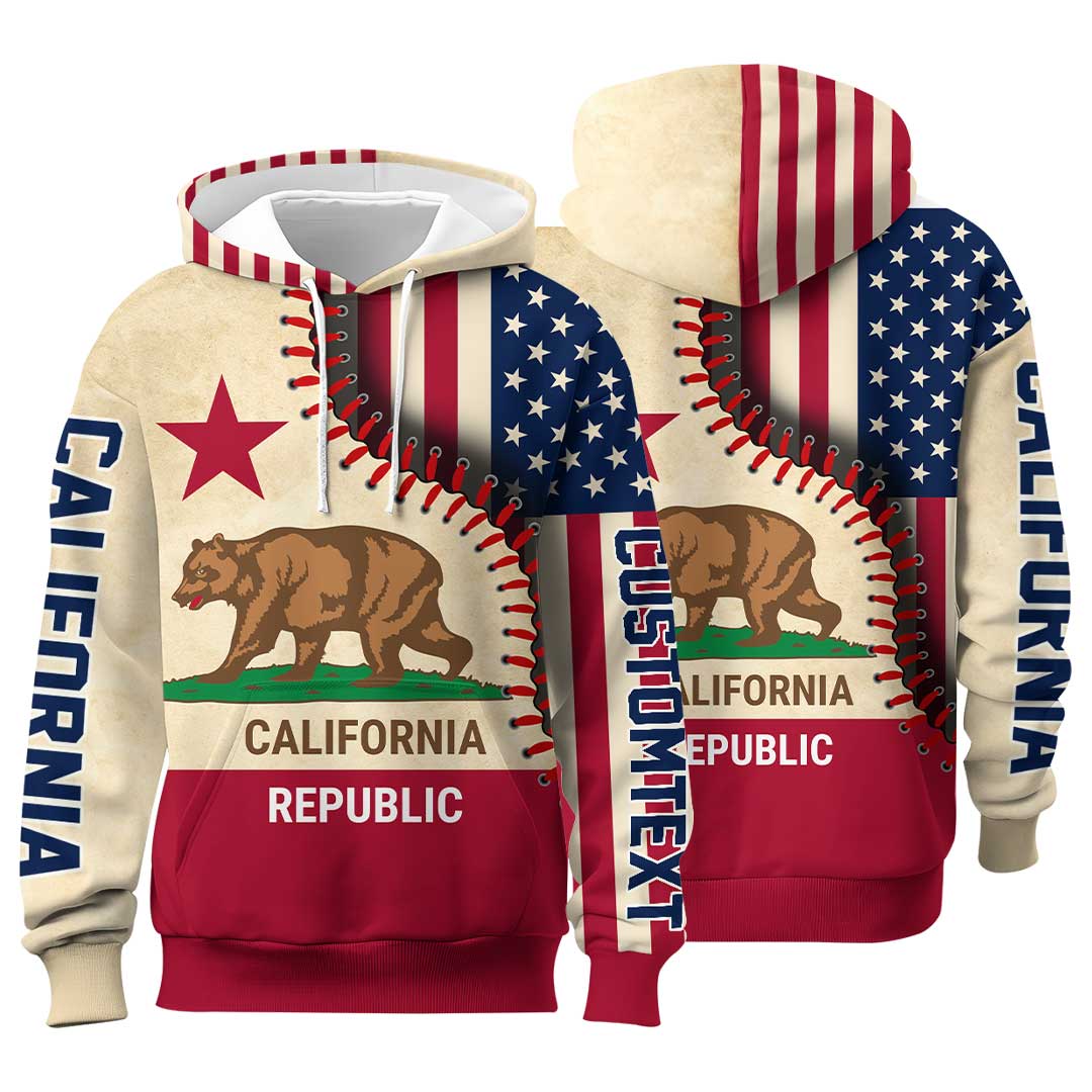 Baseball California State Series - Custom All Over Print Baseball Hoodie