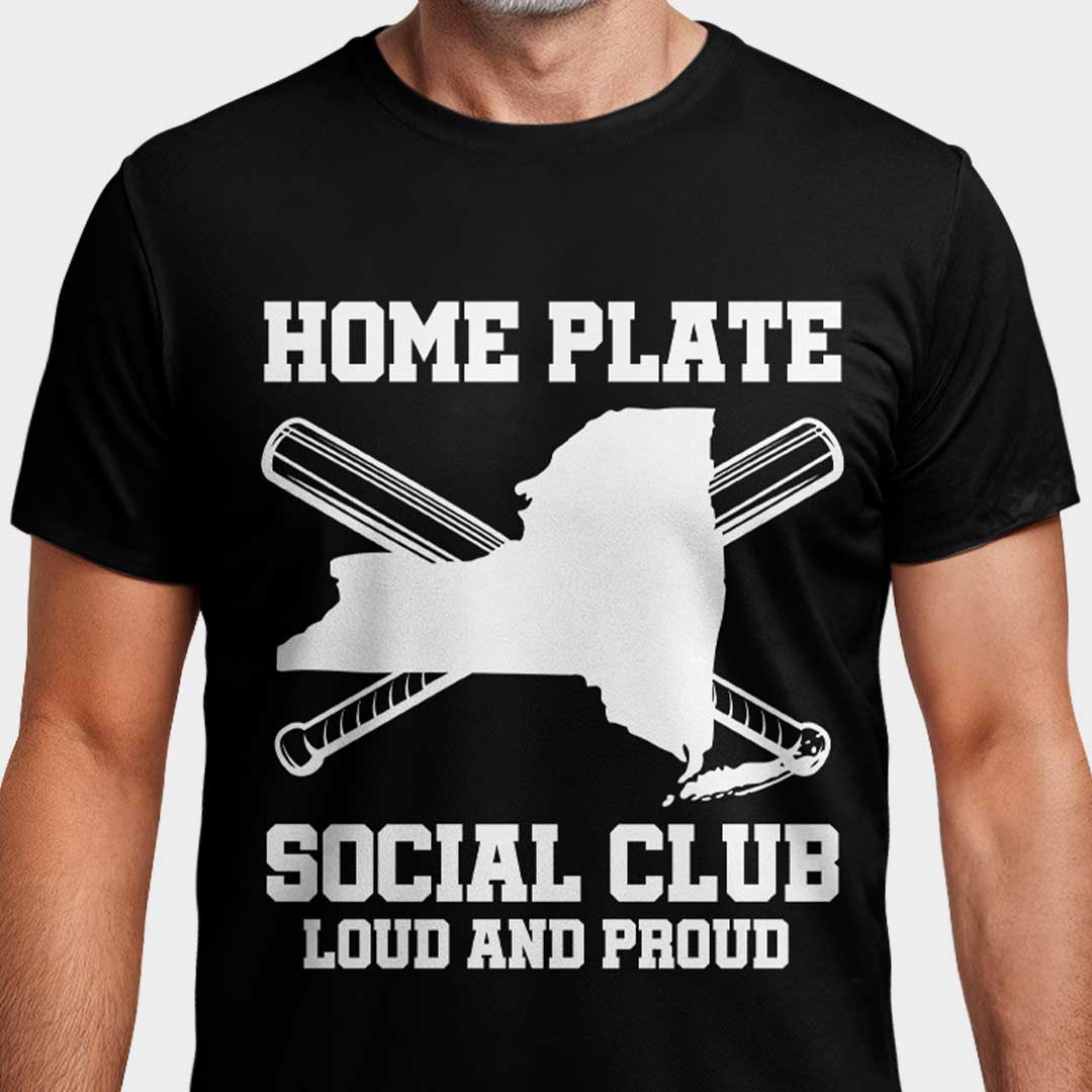California Home Plate Social Club - Black White Baseball T-Shirt