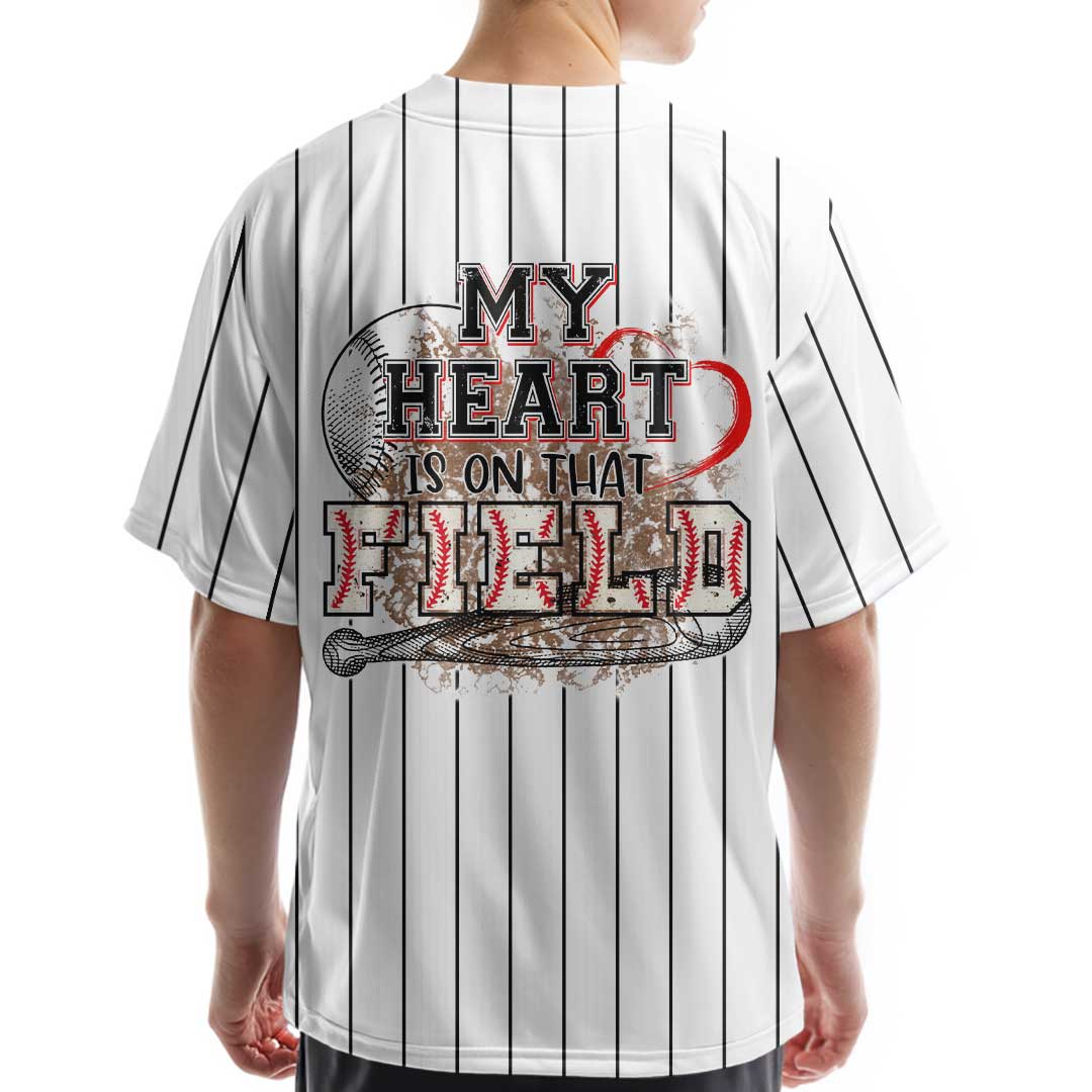 Daddy Of The Rookie My Heart Is On That Field - Custom White Black Stripe Baseball Jersey