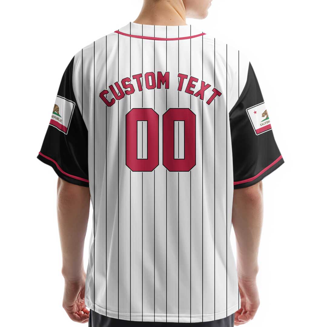 California State Baseball - Custom Black White Baseball Jersey