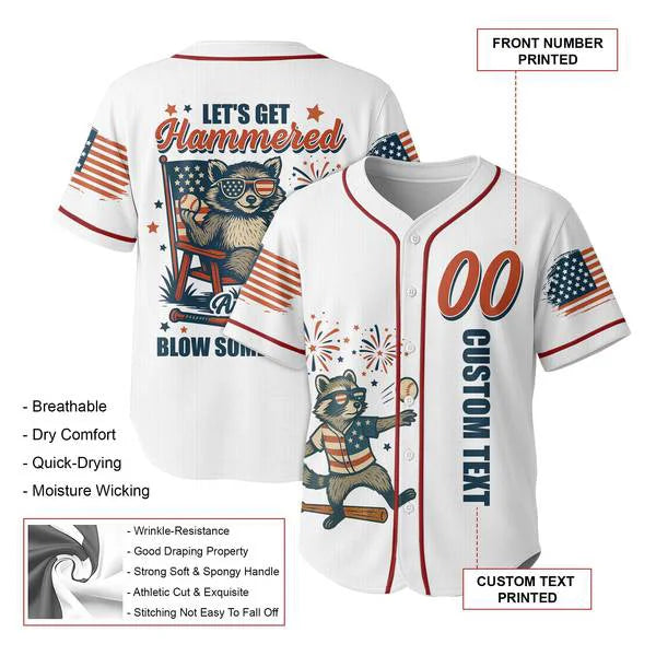 Let's Get Hammered and Blow Some Shit Up - Baseball Jersey - Patriotic American Jersey
