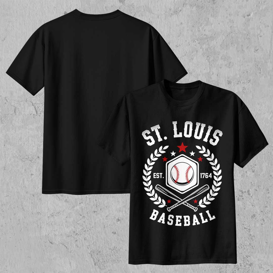 Baseball St. Louis State Series - Black White Baseball T-Shirt