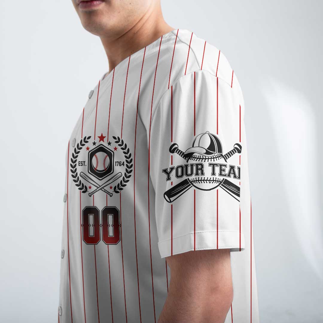 Baseball St. Louis State Series - Custom White with Red Stripes Baseball Jersey