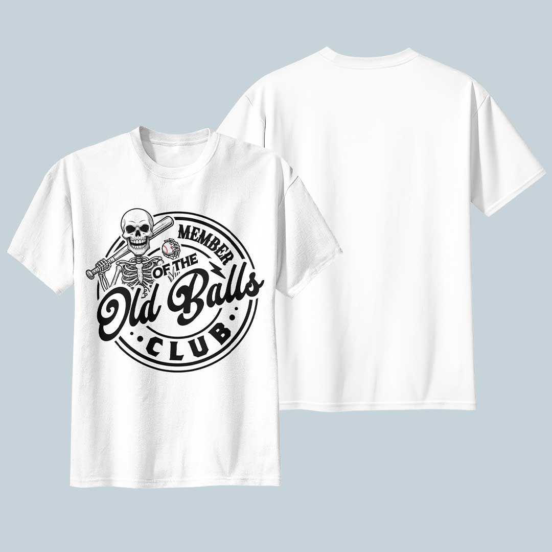 Member Of The Old Balls Club - Black White Baseball T-Shirt