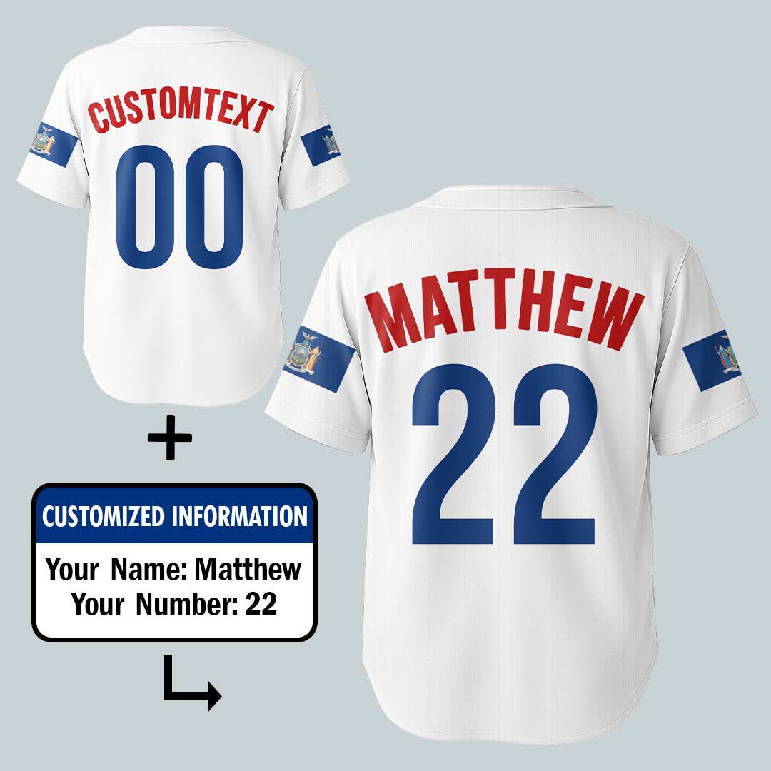 Baseball New York Flag In State Series - Custom All Over Print Baseball Jersey