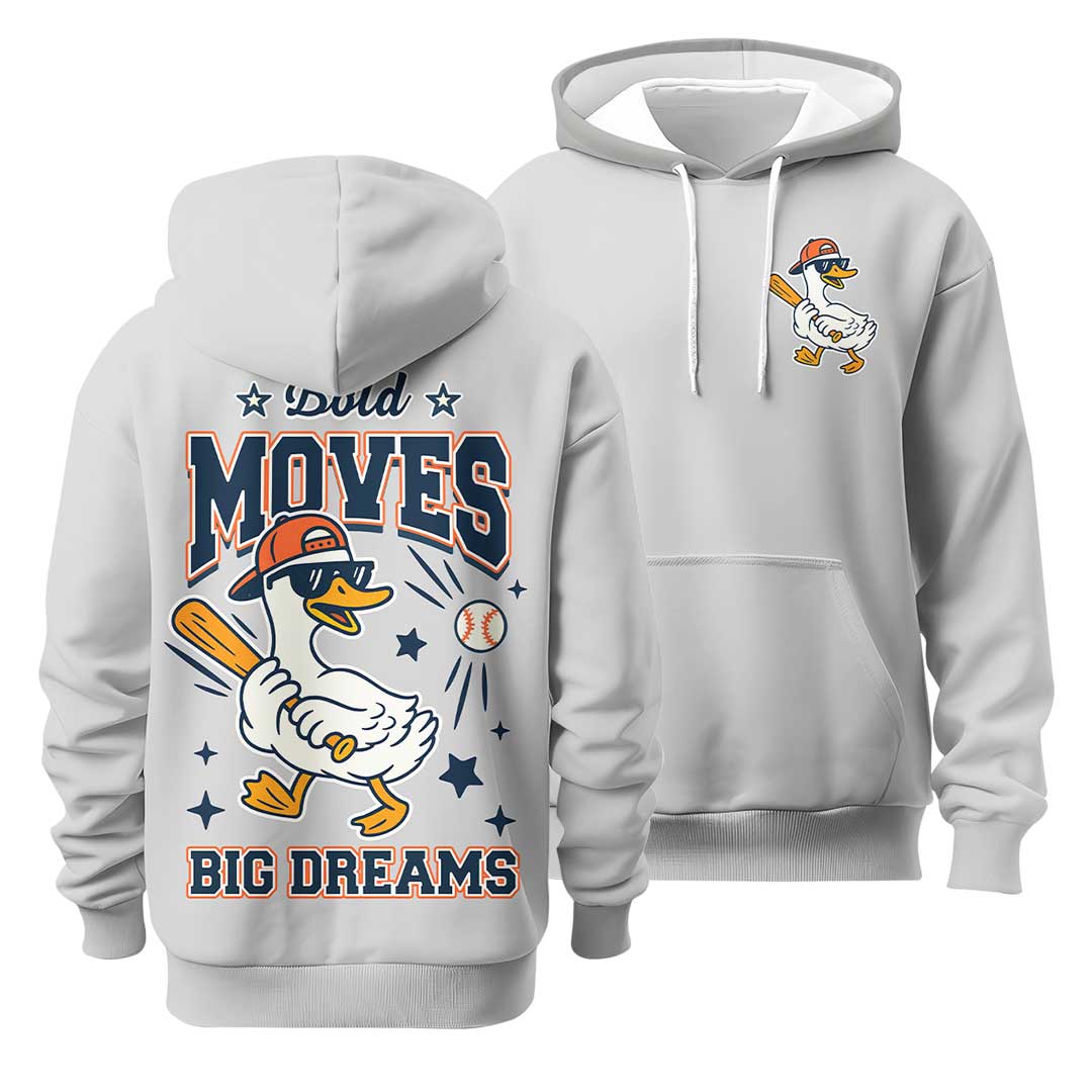 Bold Moves Big Dreams - Ash and Light Blue Baseball Hoodie