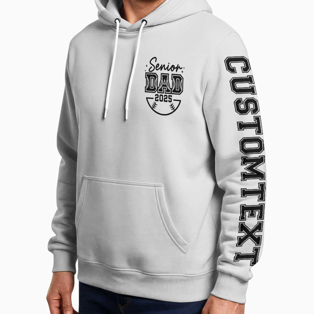 Senior 2025 Dad - Custom Black Ash Baseball Hoodie