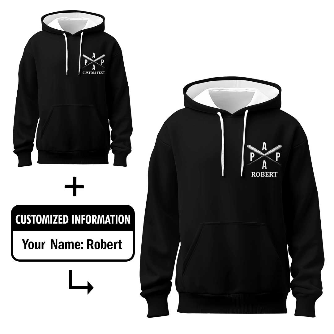 Papa Can Hit It Out Of The Park - Custom Black Baseball Hoodie
