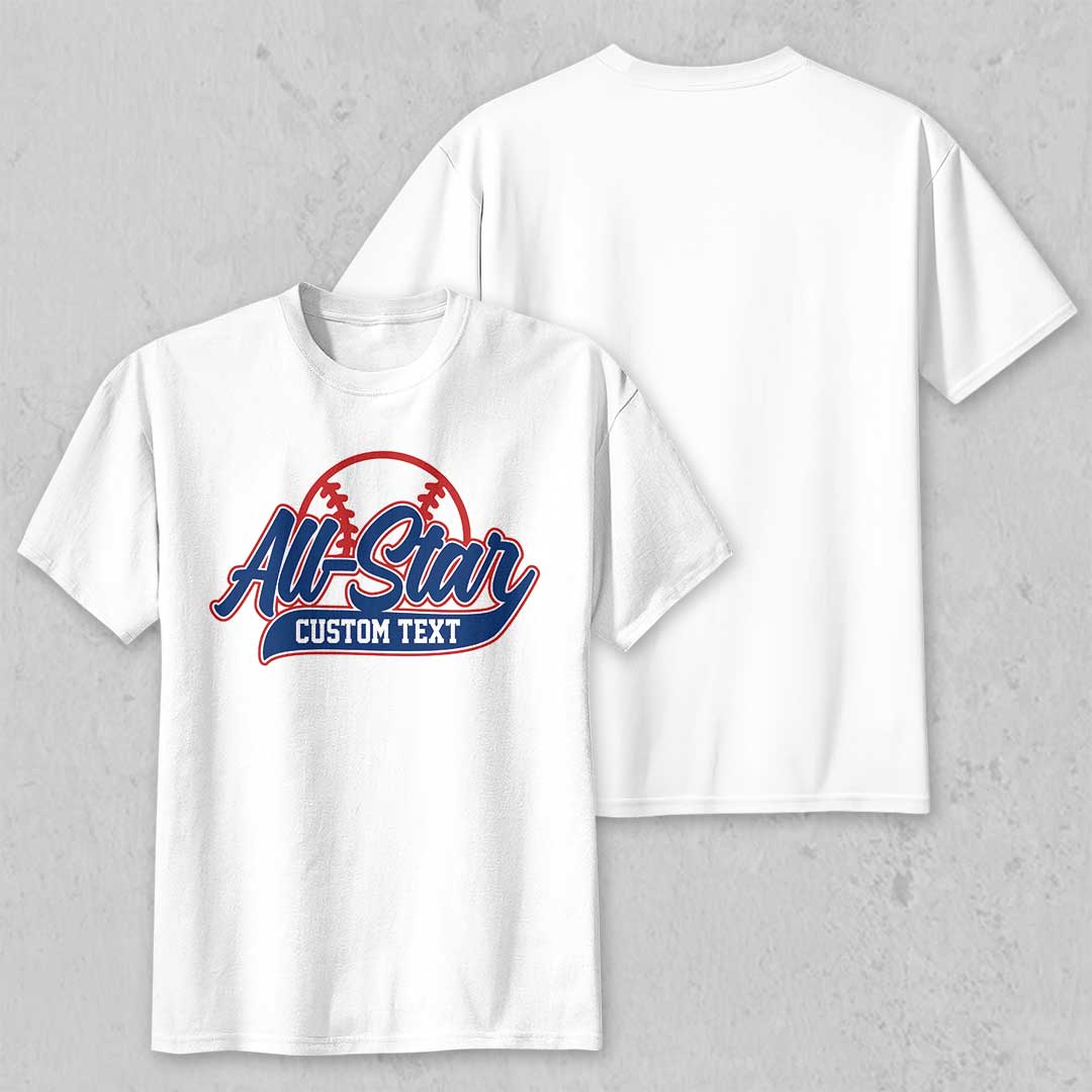 All Star Baseball - Custom Black White Baseball T-Shirt