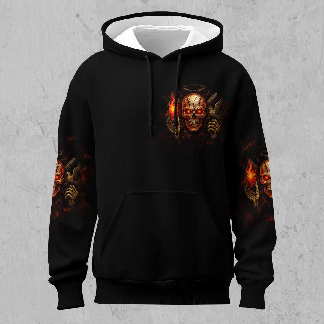 Baseball, Family and Peace - Custom Black Skull Baseball Hoodie