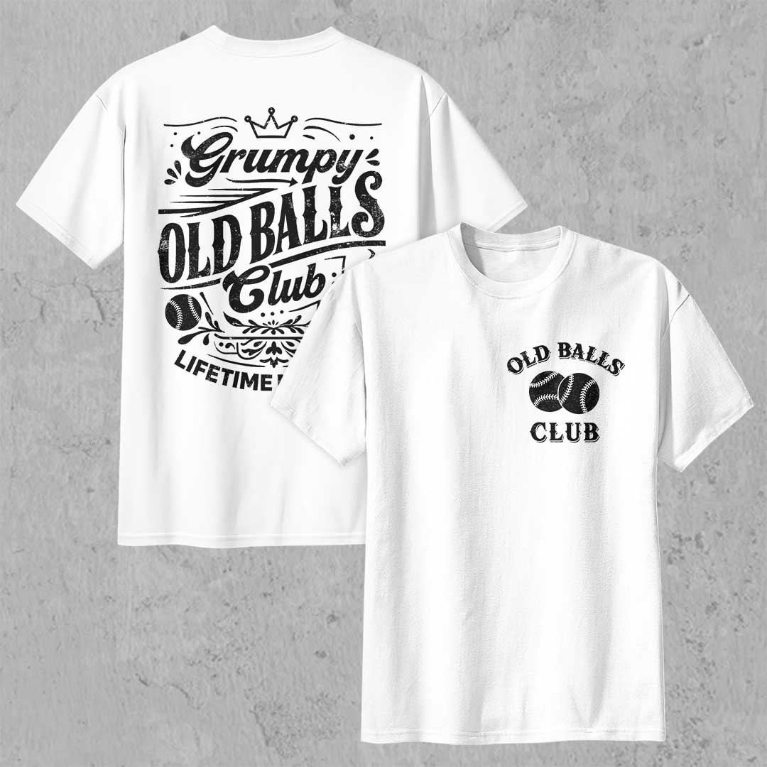 Lifetime Member of Grumpy Old Balls Club - Black White Baseball T-Shirt