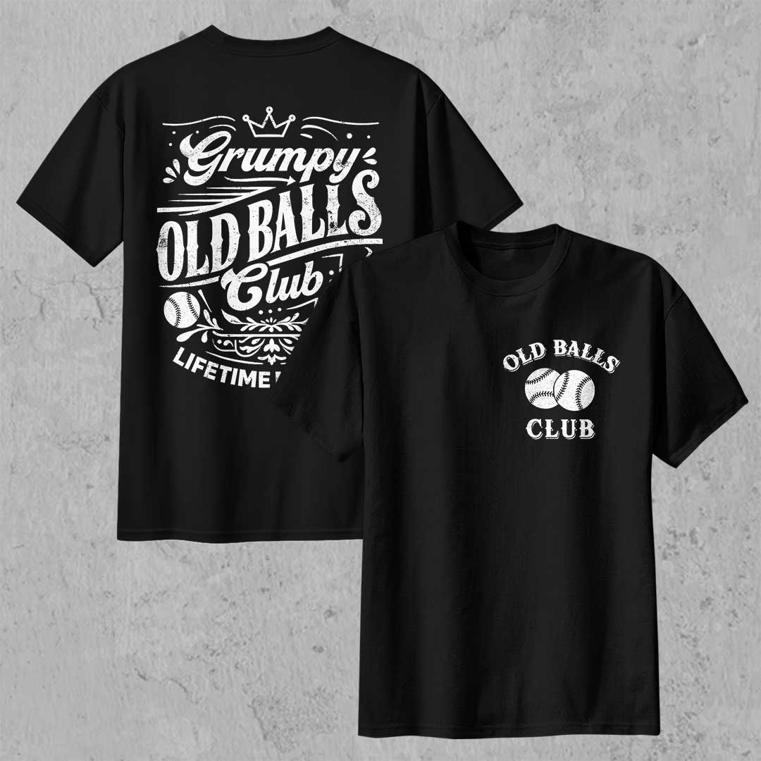 Lifetime Member of Grumpy Old Balls Club - Black White Baseball T-Shirt