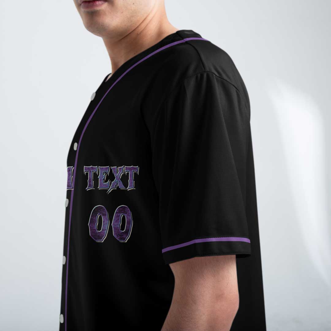 Thick Bat Wild Swing - Custom Black Skull Baseball Jersey