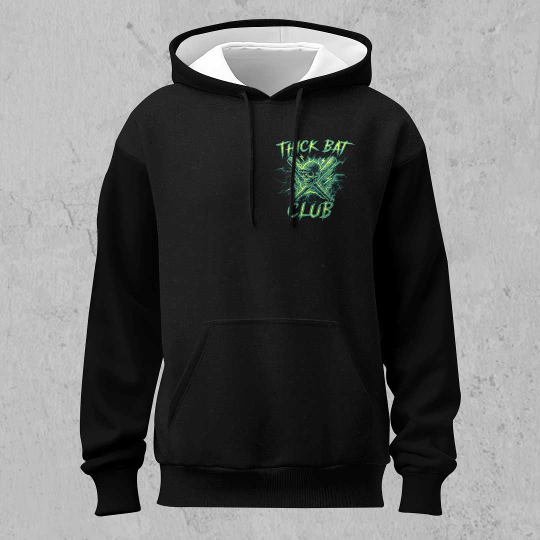 My Bat Is Not The Only Thing I Swing - Custom Black Skull Baseball Hoodie