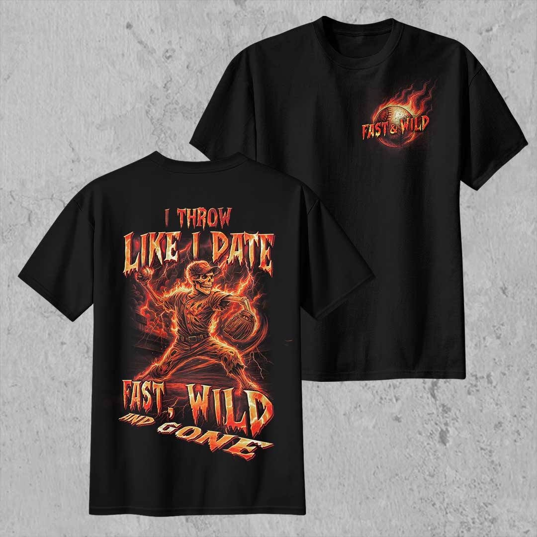 Fast, Wild and Gone All Over Print Skull Baseball T-Shirt