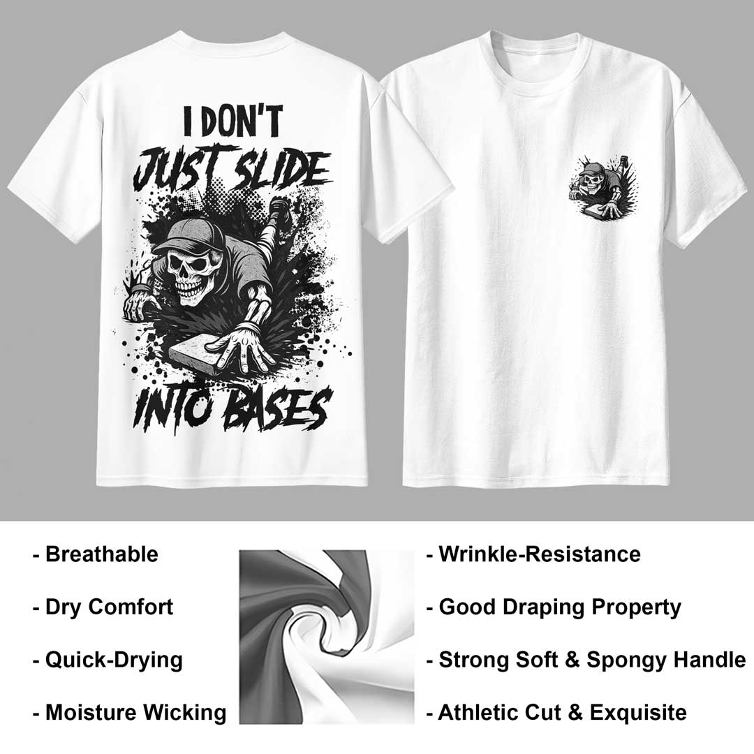 I Don't Just Slide Into Bases All Over Print Skull Baseball T-Shirt