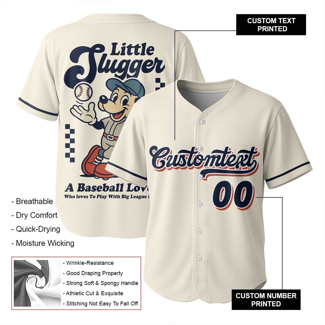 Little Slugger Definition - Custom Groovy Cream Baseball Jersey