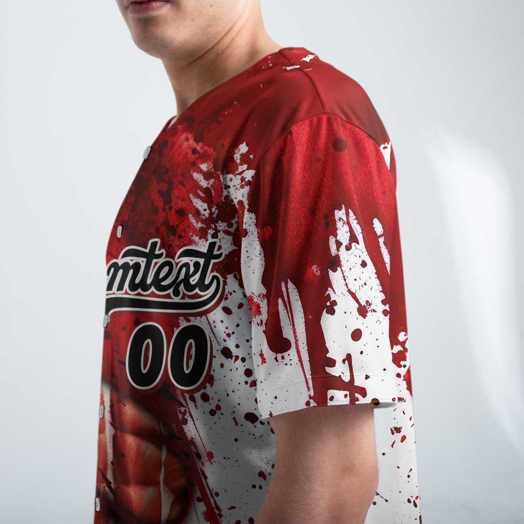 Custom Halloween Costume Ripped Zombies Cosplay Baseball Jersey