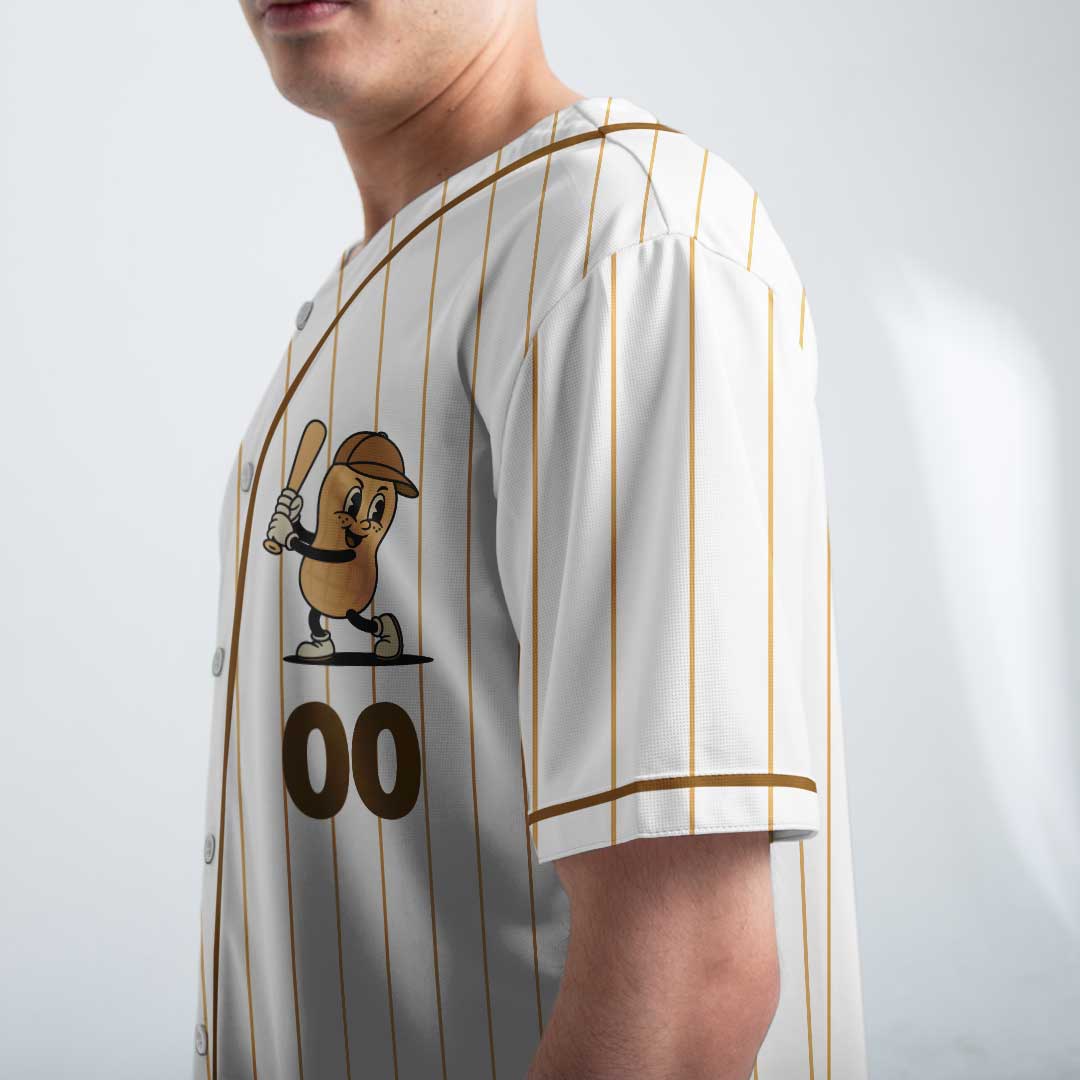 Dugout Snack Peanuts Attack - Custom Groovy Cream Baseball Jersey