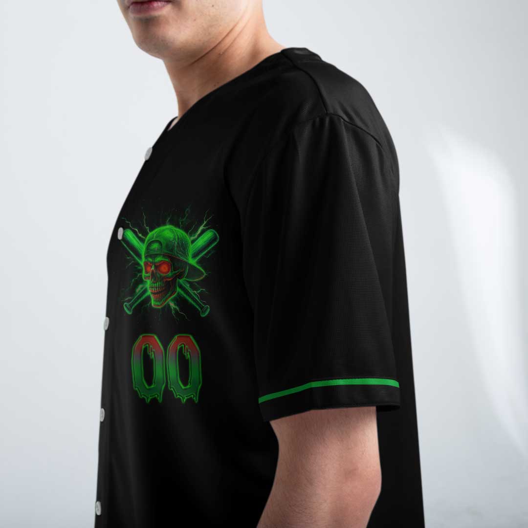 I Play Hardball - Custom Black Skull Baseball Jersey