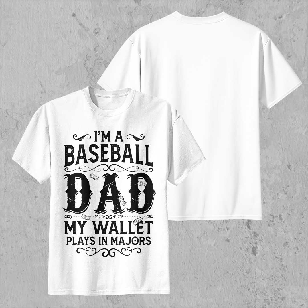 My Wallet Plays In Majors - Black White Baseball T-Shirt