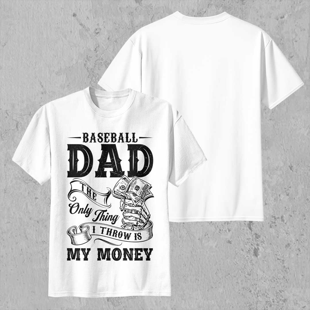The Only Thing I Throw Is My Money - Black White Baseball T-Shirt