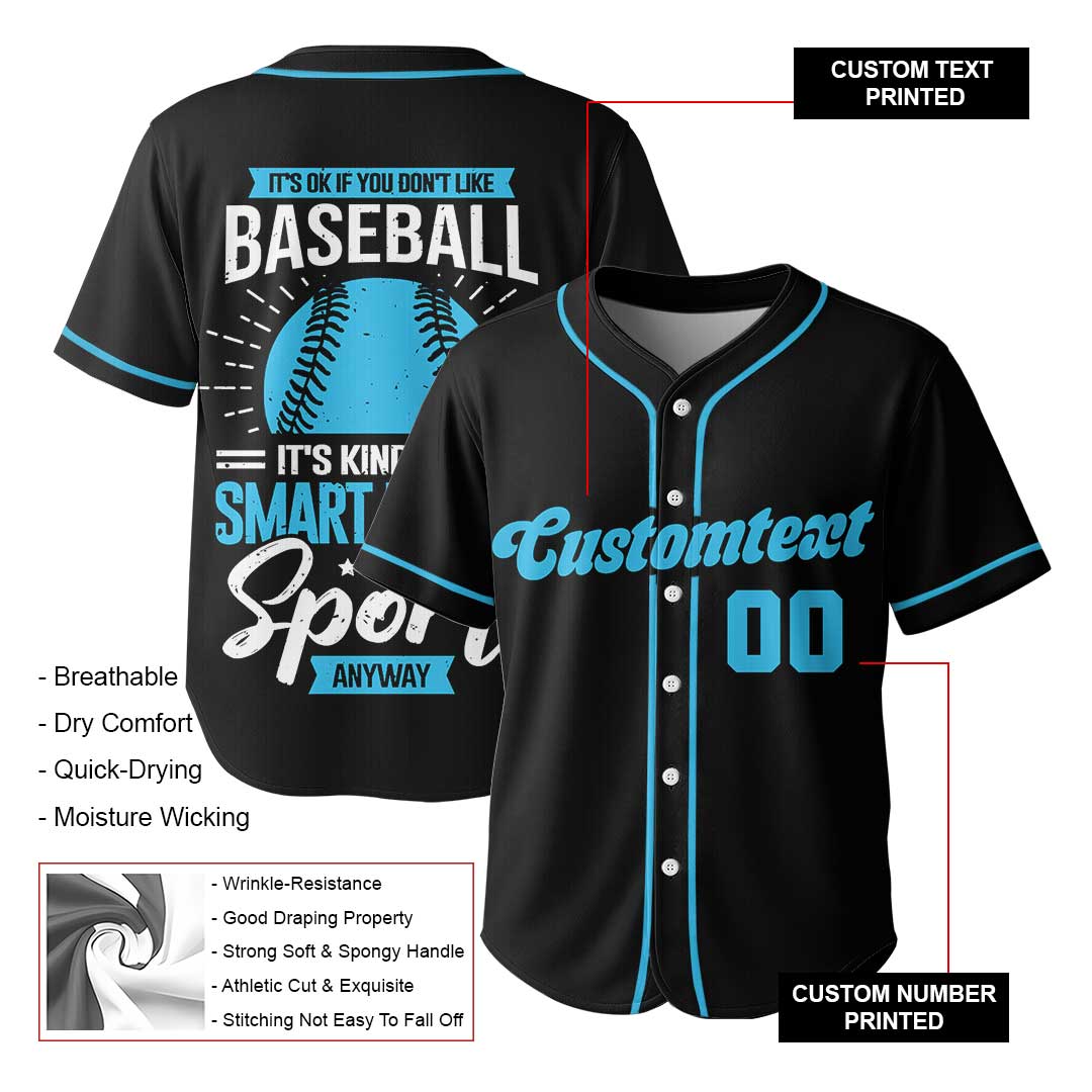 Baseball Is Smart People Sport - Custom Black Baseball Jersey