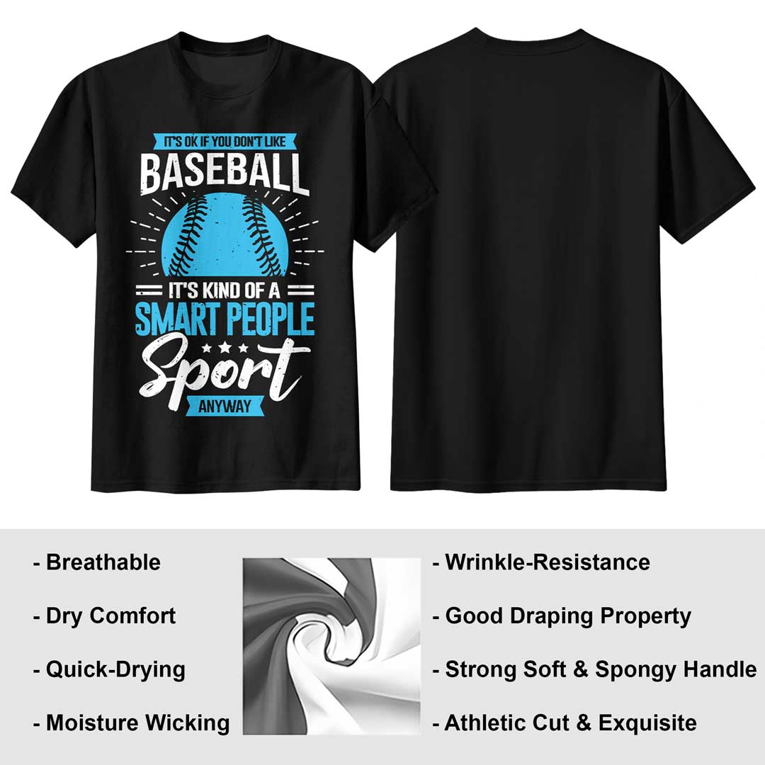 Baseball Is Kind Of A Smart People Sport - Black and Grey Baseball T-Shirt