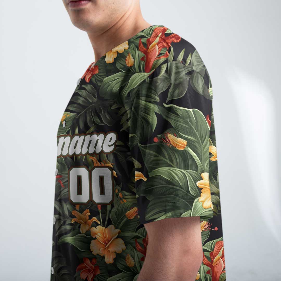 Custom Baseball Jersey With Tropical Pattern