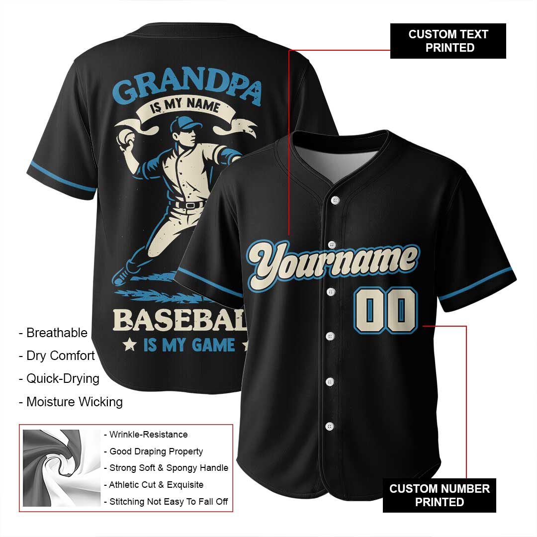 Baseball Is My Game - Custom Black Blue Baseball Jersey