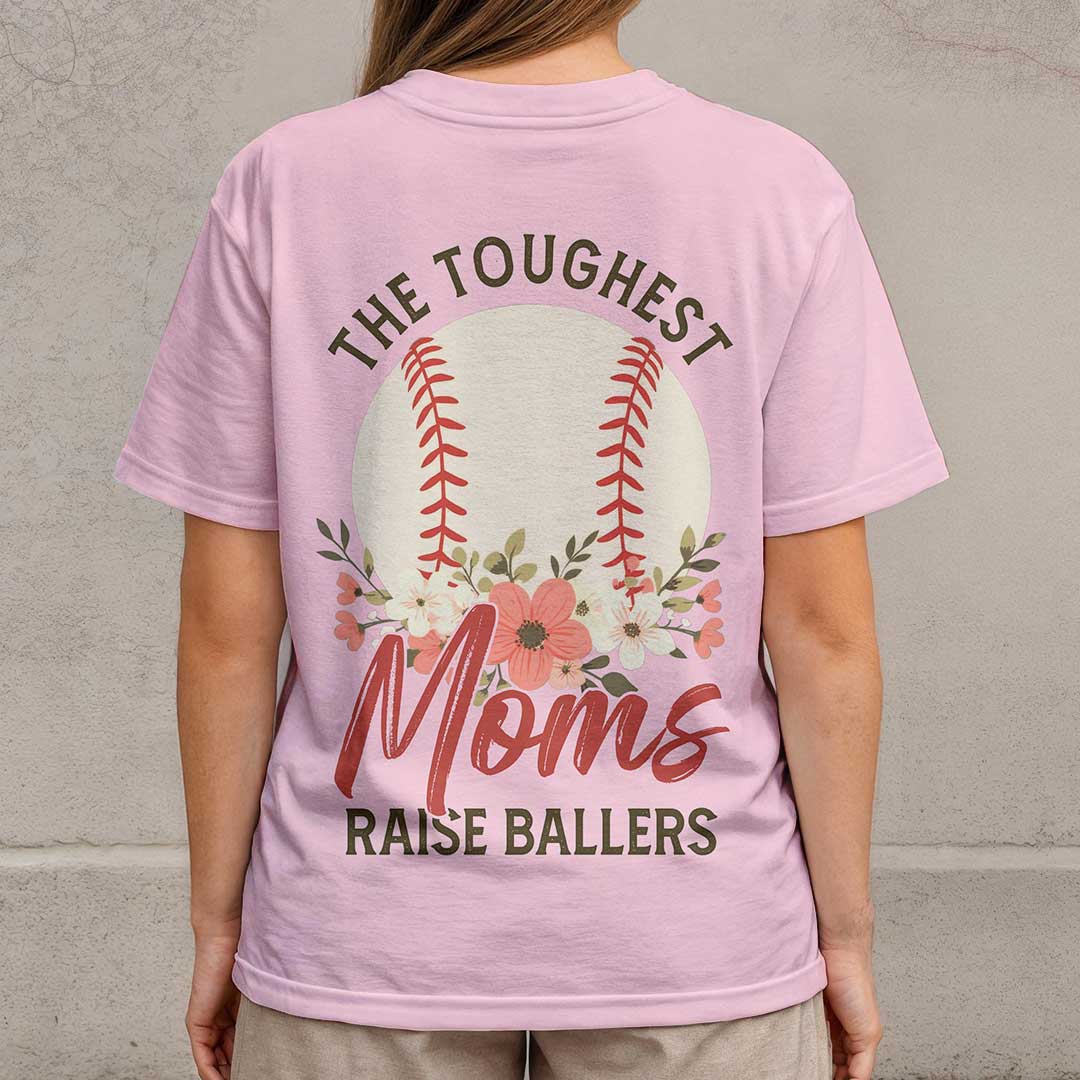 The Toughest Moms Raise Ballers - All Over Print Baseball Mom T-Shirt