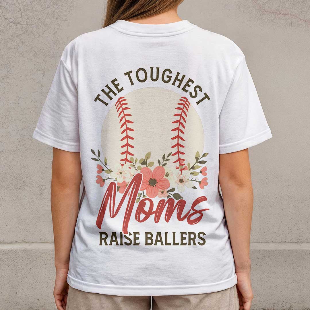The Toughest Moms Raise Ballers - All Over Print Baseball Mom T-Shirt