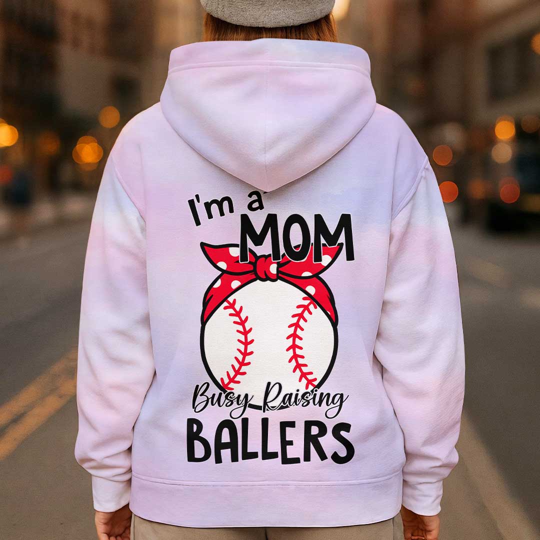 I'm A Mom Busy Raising Ballers - All Over Print Baseball Hoodie