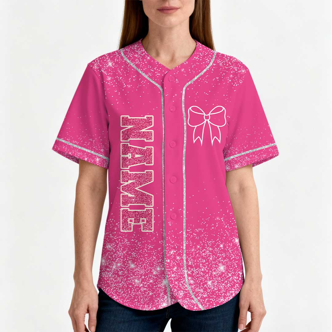 Custom Cheerleader Baseball Jersey with Glitter Effect