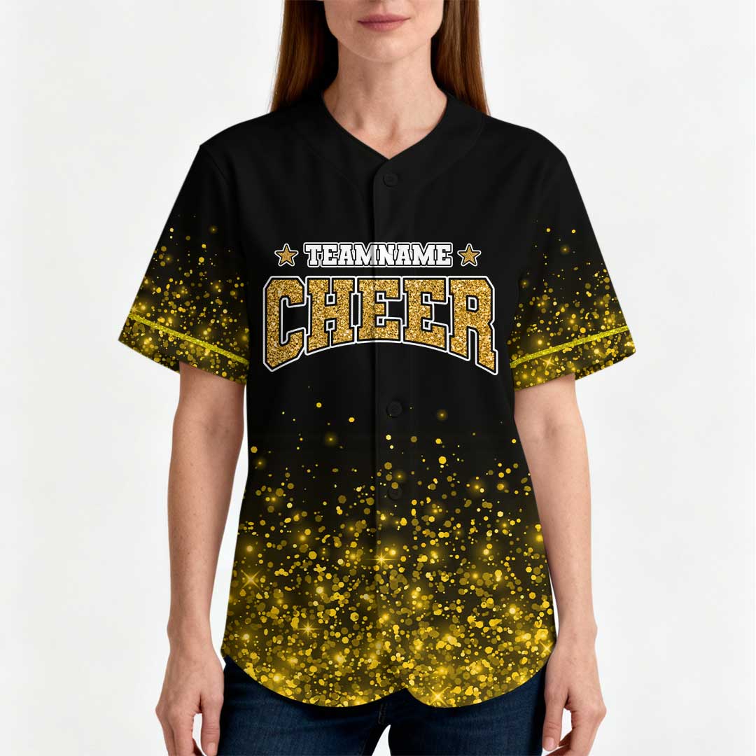 Custom Star Cheerleader Baseball Jersey with Glitter Effect