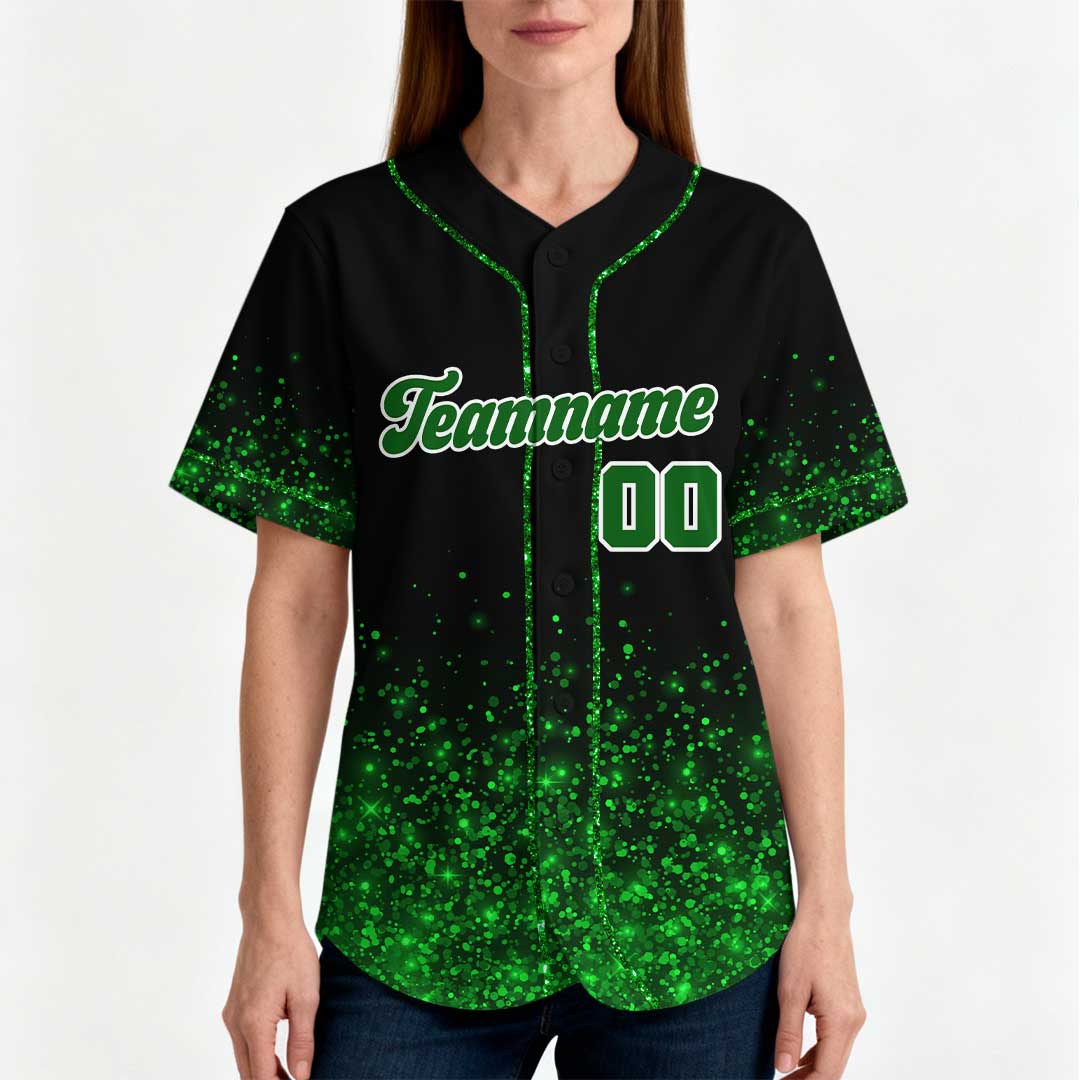 Custom Cheerleader Glitter Baseball Jersey with Bow and Megaphone
