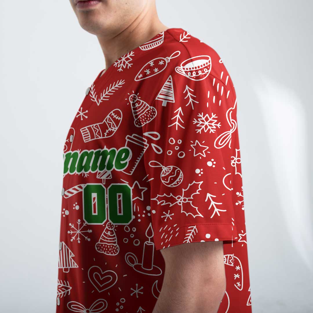 Custom Baseball Jersey with Christmas Doodle