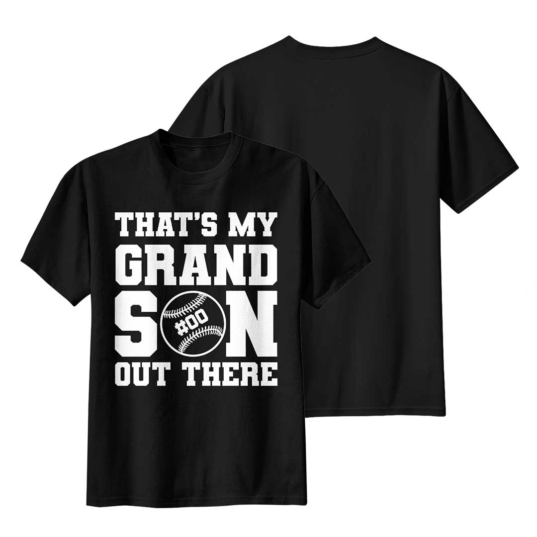 That's My Grandson Out There Custom Player Number - White and Black Baseball T-Shirt