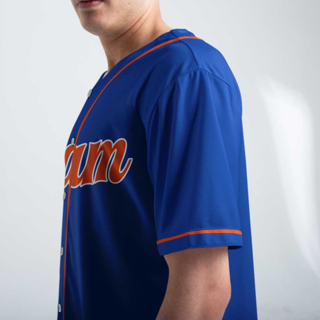 Custom Baseball Jersey with White Blue Grey Color