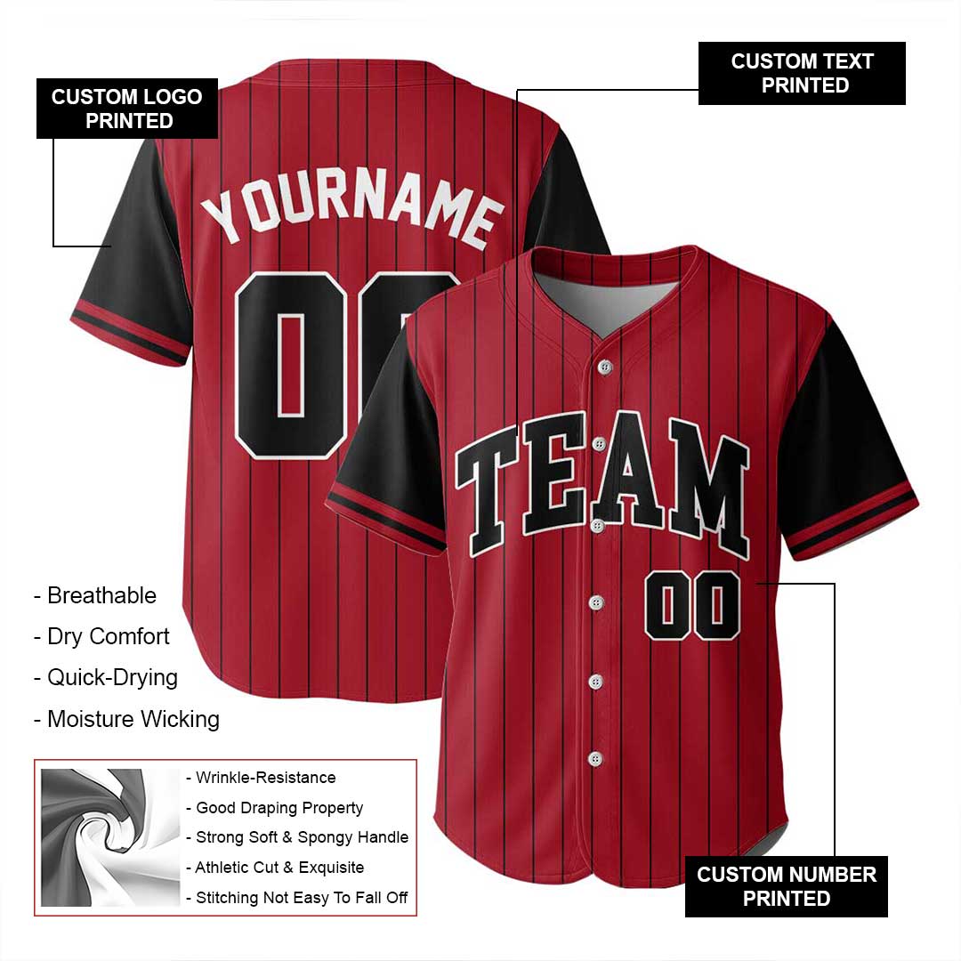 Custom Baseball Jersey with White Black Red Color